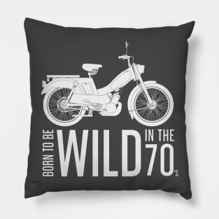 Born to be Wild in the 70's White Moped Pillow