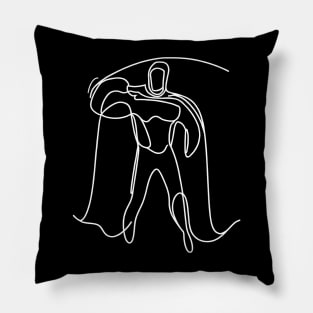 Minimalist white lines art Superhero Silhouette | Character 7 Pillow