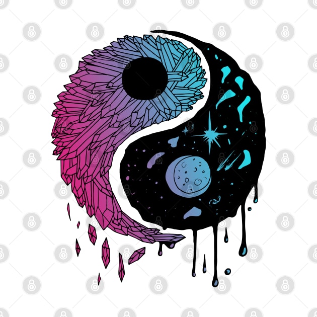 2nd Dual Color Yin Yang Crystals and The Night Sky by kenallouis