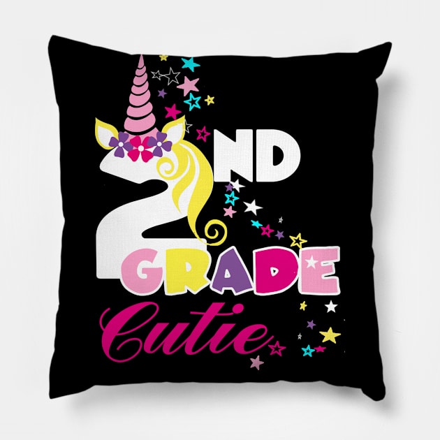 Second Grade Girls Unicorn First Day of School 1st grader cutie girl Pillow by Bezra