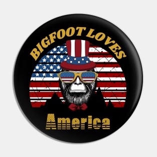 Bigfoot loves America Pin