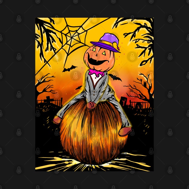 halloween man in pumpkin by pleasuretshirt