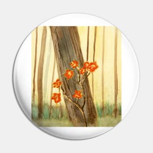 Orange Flowers Painting Pin