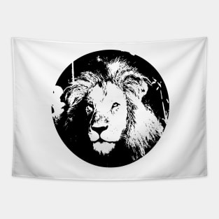 Monochrome Black White Lion Tapestry