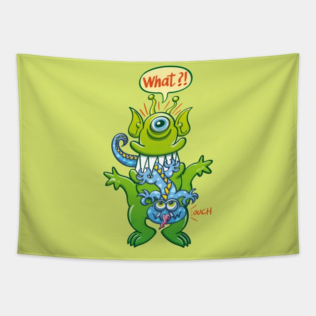 Big monster eat little monster Tapestry by zooco