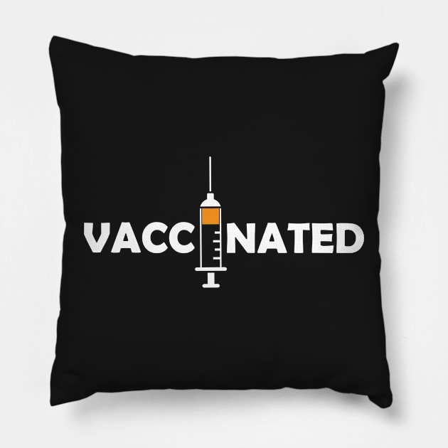 Vaccinated with Syringe - Immunization Pro-Vaccine - White Lettering Pillow by ColorMeHappy123