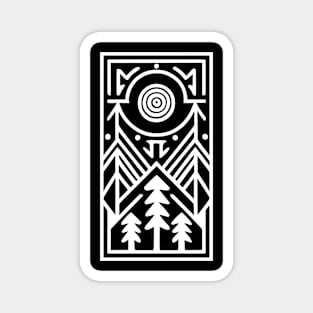 Spurce Trees Tribal Line Art (White) Magnet