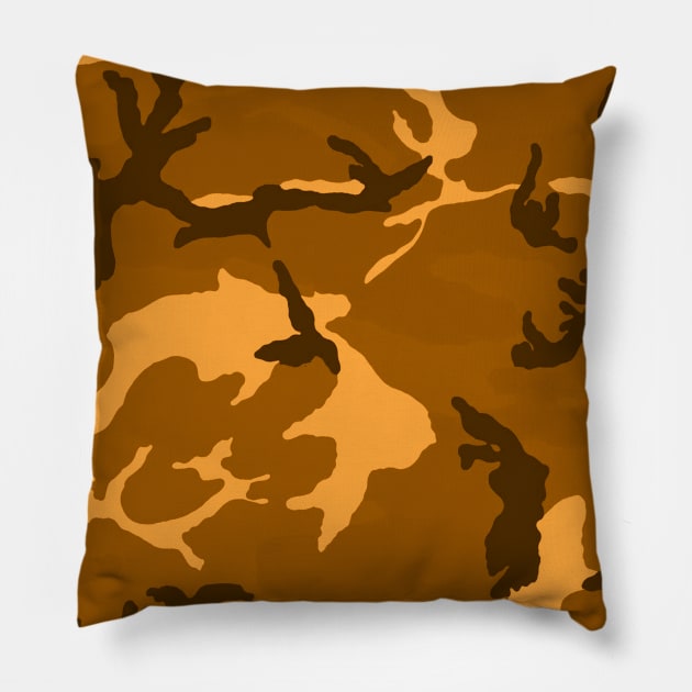 Orange camo Pillow by bumblethebee