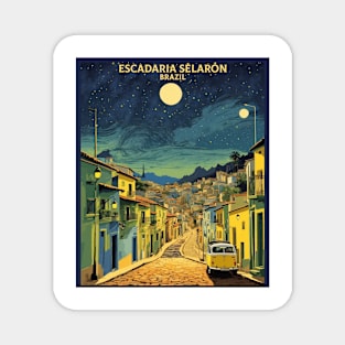 Escadaria Selaron Starry Night Brazil Vintage Tourism Travel Poster Magnet