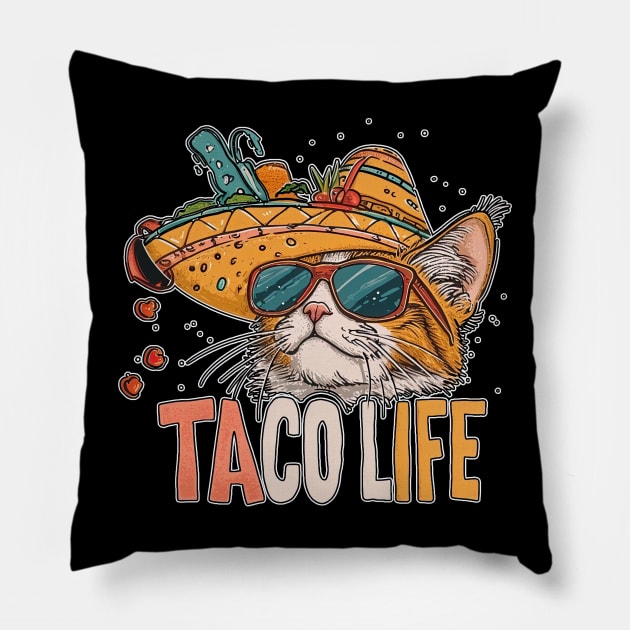 Taco life cat Pillow by obstinator