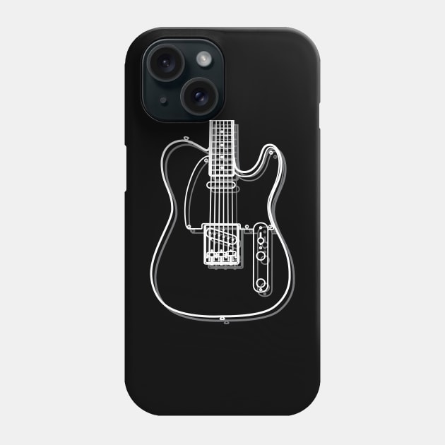 T-Style Electric Guitar Body Outline Dark Theme Phone Case by nightsworthy