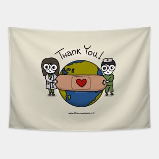 Thank you Carers, Healthcare Workers, Heroes, Gratitude (Off-White) - mydoodlesateme Tapestry