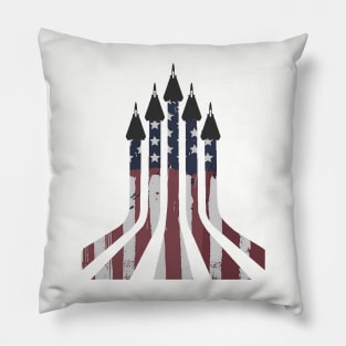 F-14 Tomcats Flying Vertical with Painted American Flag Exhaust Pillow