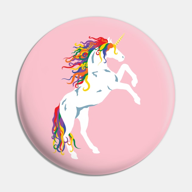 Rainbow Maned White Unicorn Pin by PeregrinusCreative