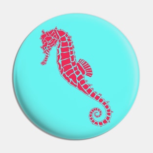 Vivid Pink and Blue Seahorse Design Pin