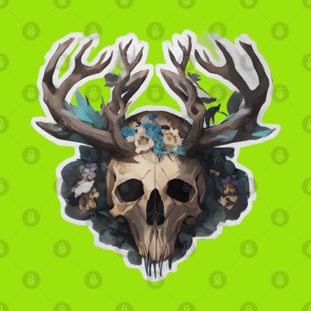 Cool Deer skull  with flowers by Spaceboyishere