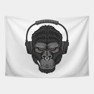 Gorilla headphone cigarette Tapestry