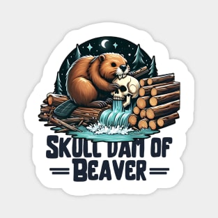 Beaver skull head dam Magnet