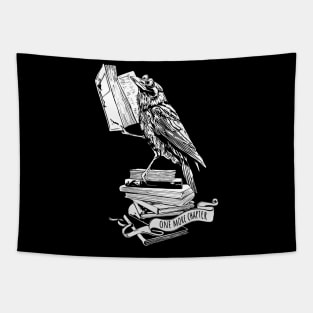 Black raven read book, gift for reader, student gift, lover books, black and white Tapestry