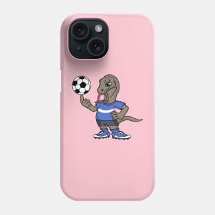 Cute funny Komodo dragon playing soccer cartoon Phone Case