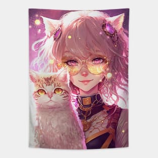 Cute Anime Cat Girl Tapestry