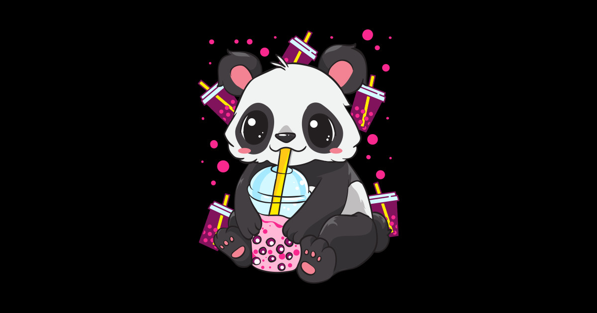 Boba Bubble Tea Panda Drinking Boba Boba Panda Sticker Teepublic 