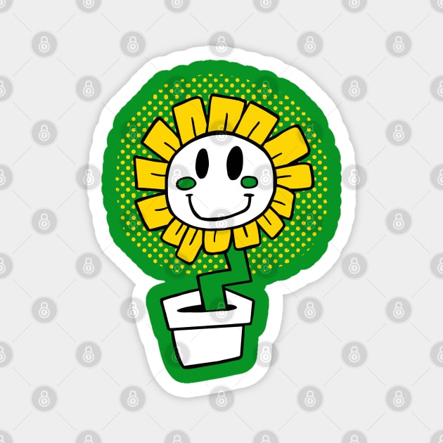 Happy Flower Pot Magnet by chawlie