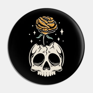 Yellow Rose Skull Pin