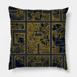 Bengaluru, India City Map Typography - Gold Art Deco Pillow