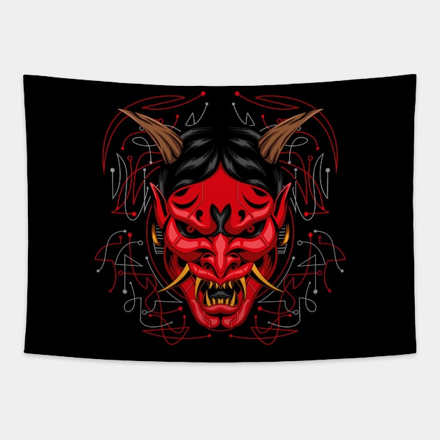 yokai oni mask mecha Tapestry by SHINIGAMII