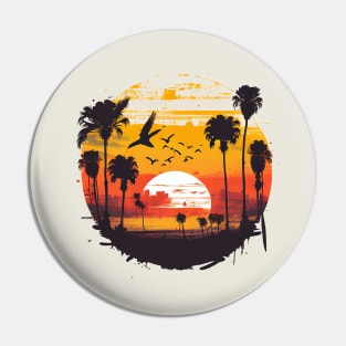 Sunset Beach Palm Trees Pin