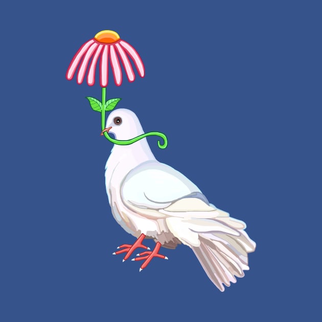 Dove with Flower Umbrella by Art by Deborah Camp