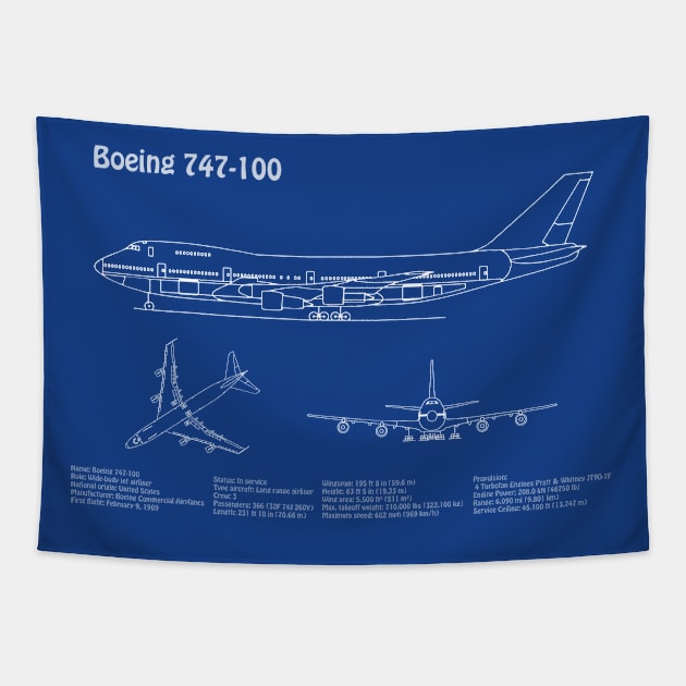 Boeing 747 - 100 - ADpng Tapestry by SPJE Illustration Photography