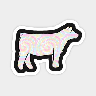 Rainbow Tie Dye Show Steer Silhouette  - NOT FOR RESALE WITHOUT PERMISSION Magnet