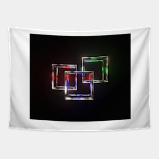 Three Floating Colorful Wireframe Cubes Design Tapestry