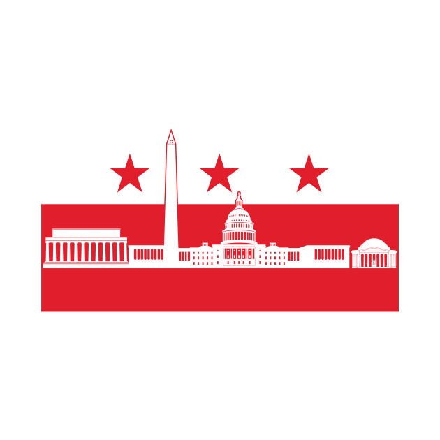 Washington DC City Skyline Flag by polliadesign