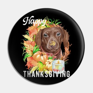 Dachshund Dog Owner Thanksgiving Celebration Harvest Theme Pin