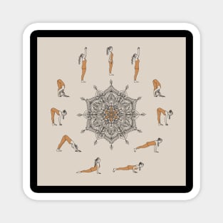 Yoga Sun Salutation Mandala Magnet