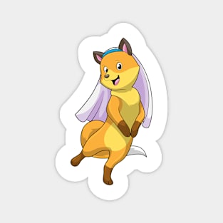 Fox as Bride with Veil Magnet