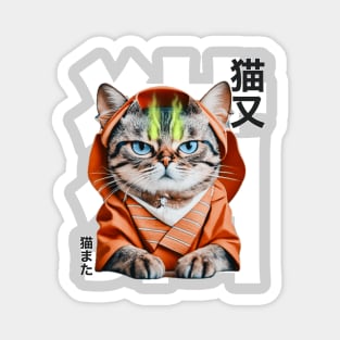 Japanese folklore creatures Neko Mata Yokai, a spiritual Cats. Magnet