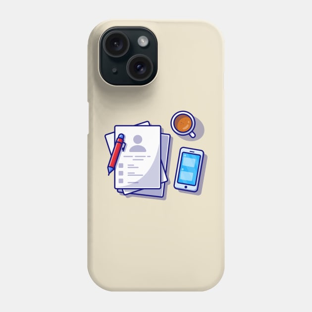 Paper With Coffee, Phone, And Pen Phone Case by Catalyst Labs