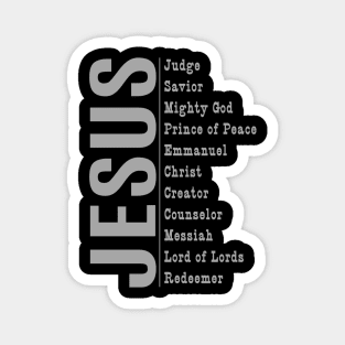 Jesus Titles Gray Print Magnet