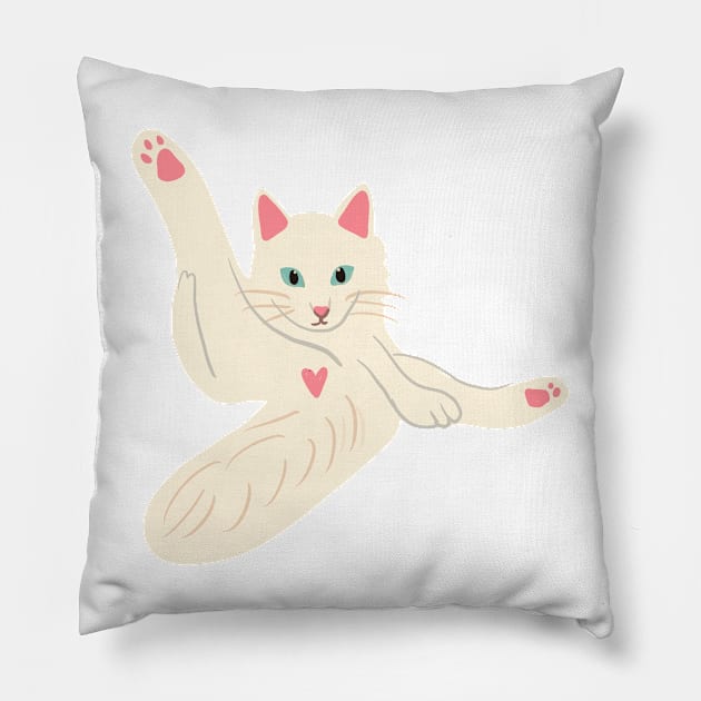 Yoga Cat Pillow by PatternbyNOK