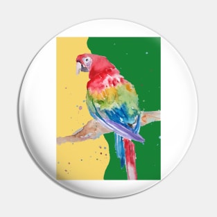 Parrot Watercolor Painting Macaw - Yellow Green Pin