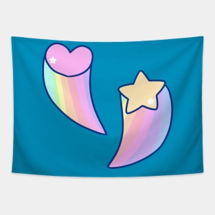 Rainbow Shooting Heart and Star Tapestry