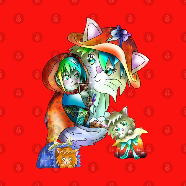Adorable wood elf archer with magical cats by cuisinecat