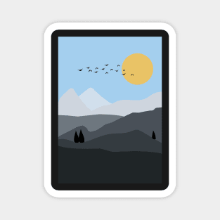 Minimalist Mountainous Landscape Graphic Illustration Magnet