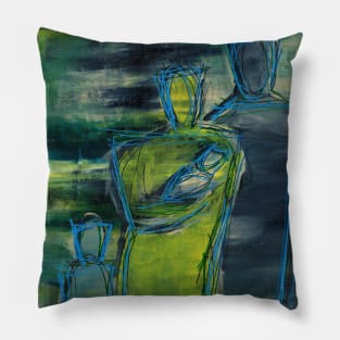 Art Acrylic artwork abstract painting family Pillow