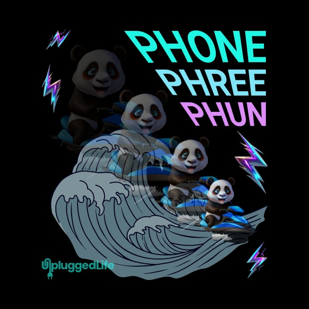 Panda Jetski Waverunner Phone Phree Phun Tee by UnpluggedLife