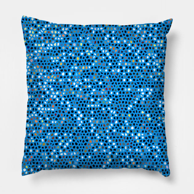 Blue Pink White Abstraction Stain Glass Grid Art Pillow by Neil Feigeles